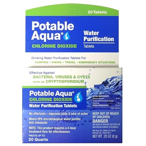 Potable Aqua chlorine dioxide water purification tablets