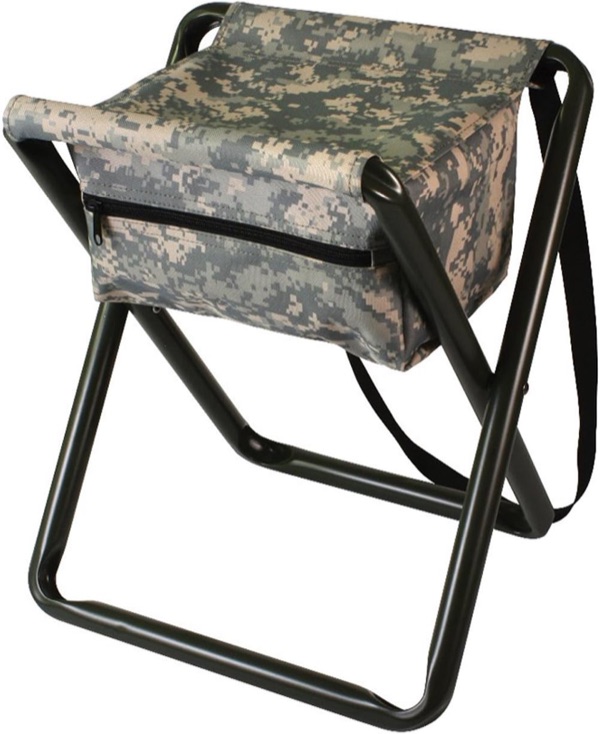 Rothco deluxe folding stool with storage pouch underneath