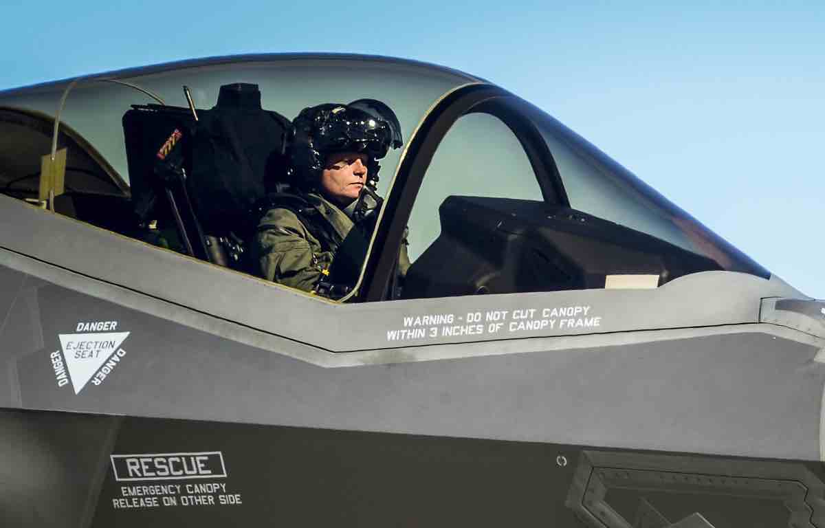F-35 helmet in cockpit