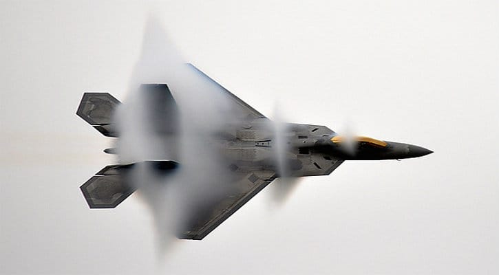 F-22 Raptor demonstrating high-speed flight