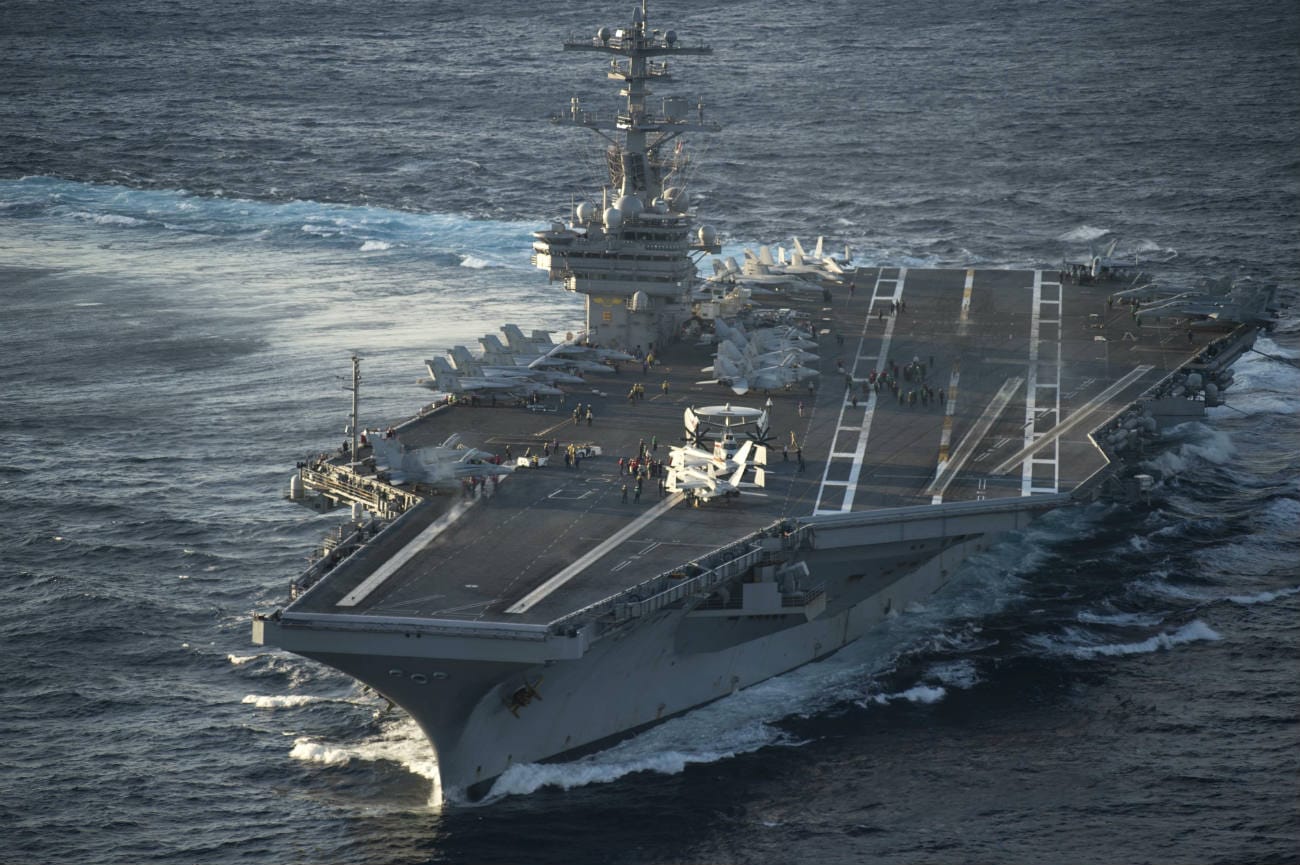 Aircraft carrier sunset