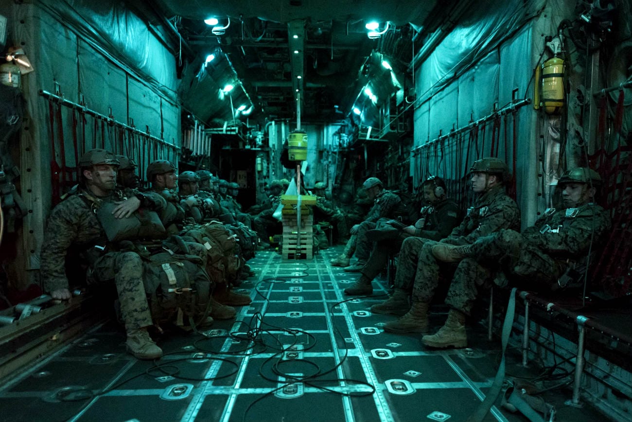 Marines Preparing for Jump from C-130