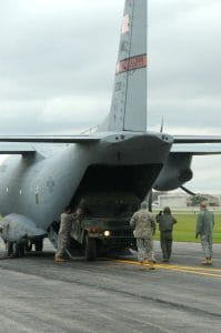 C-27J Loads Humvee