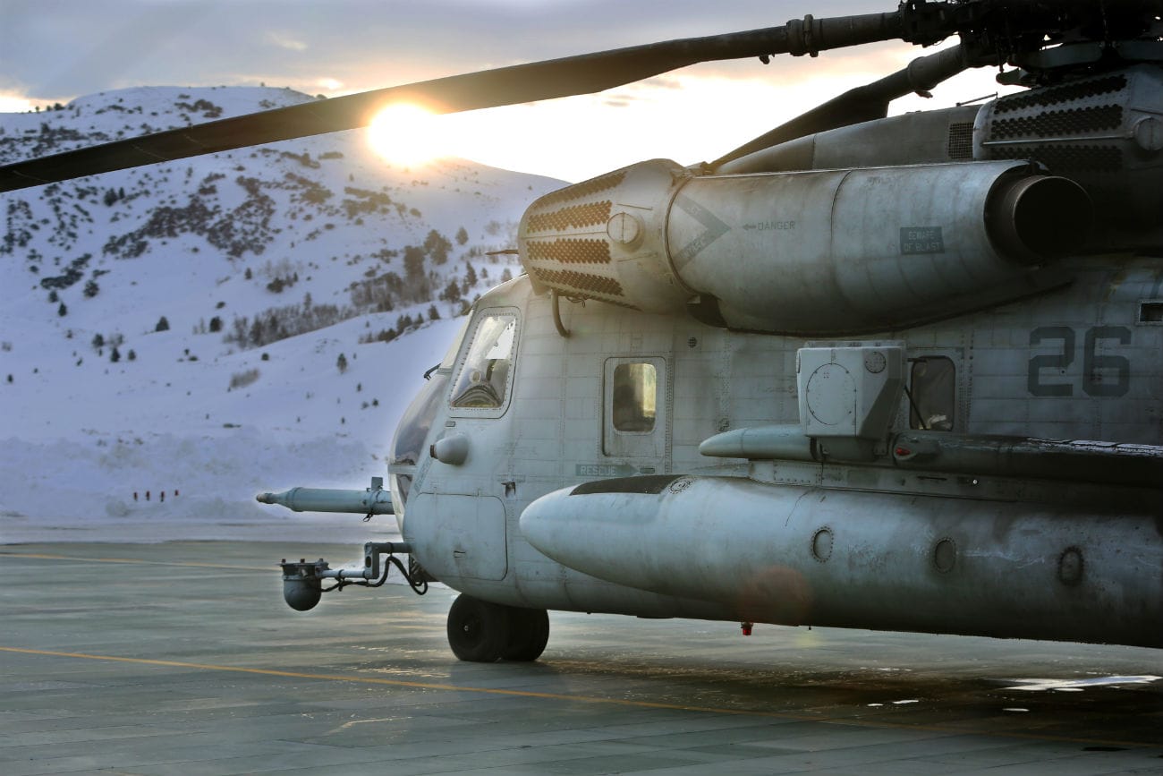 CH-53 Sea Stallion Parked sun rise
