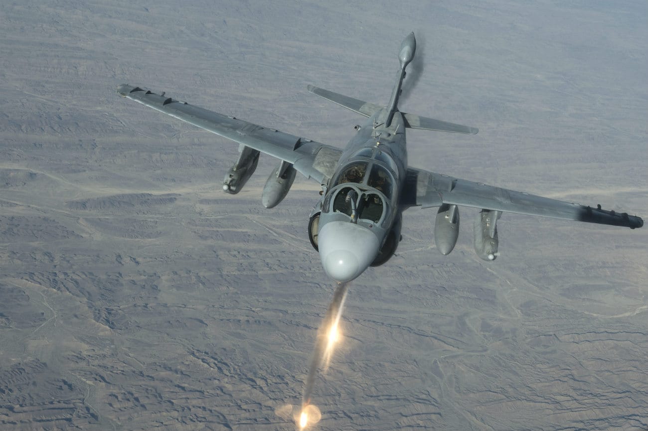 EA-6B Prowler fires flares