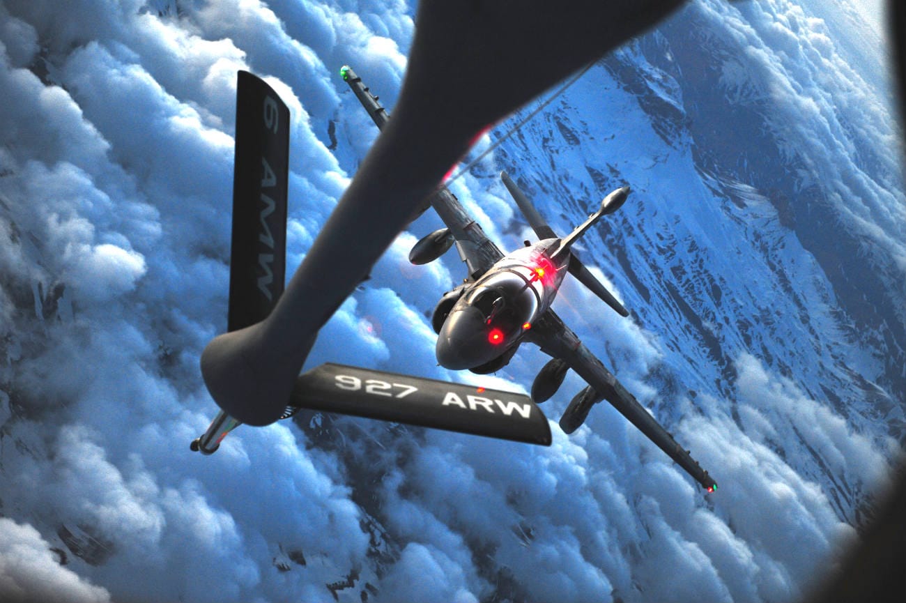 Prowler aircraft refuels