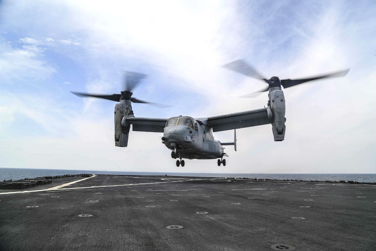 V-22 Osprey landing on carrier