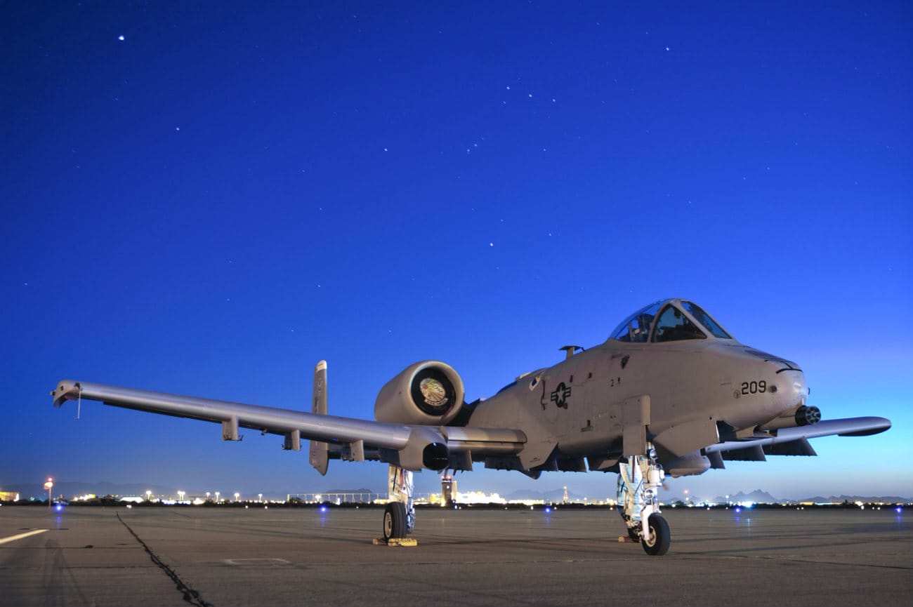 A-10 Thunderbolt parked night