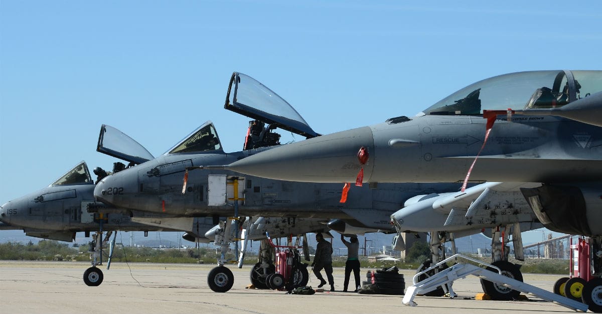 F-16 and A-10 on runway