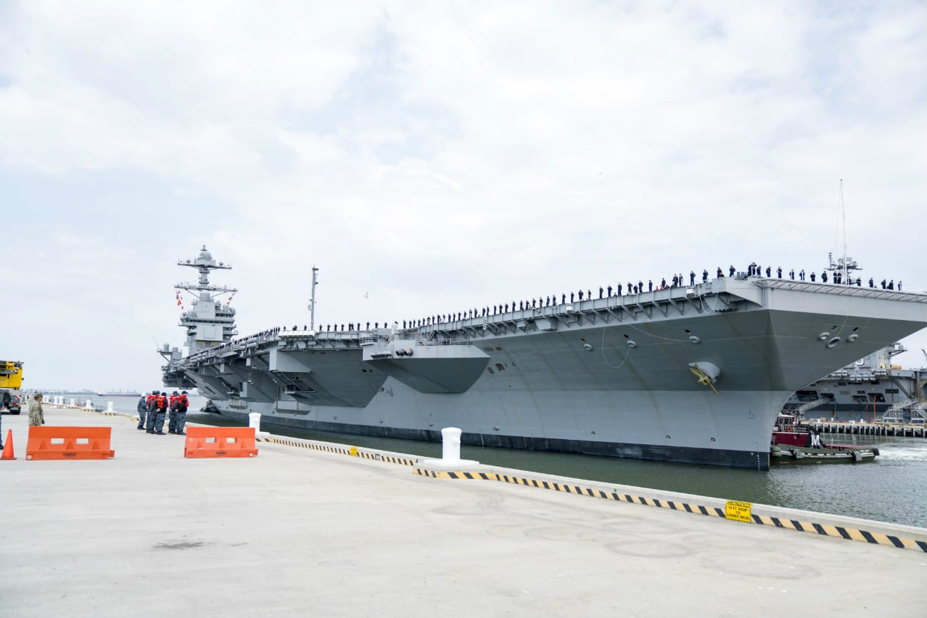 USS Gerald R Ford - Arrives at Naval Station Norfolk