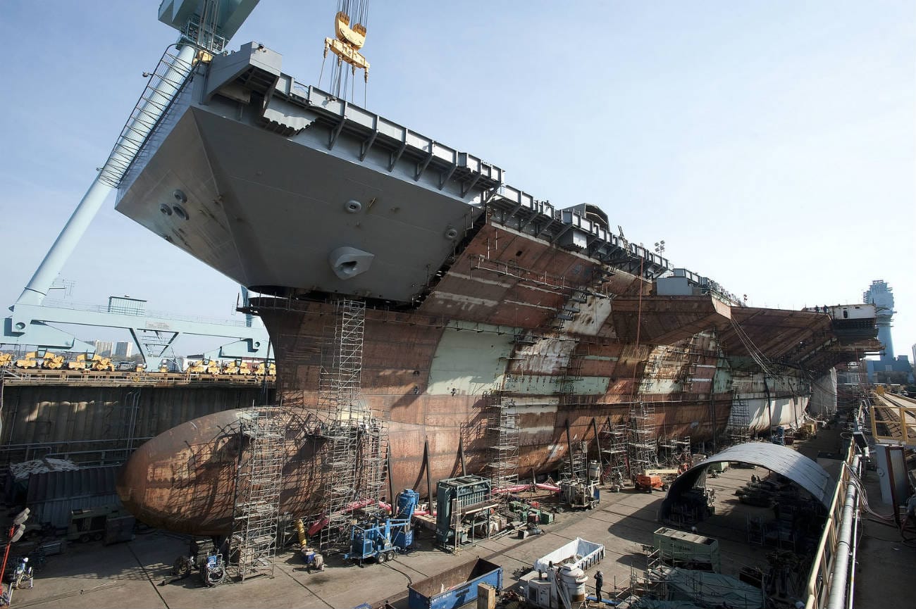 USS Gerald R Ford - Upper bow is lifted