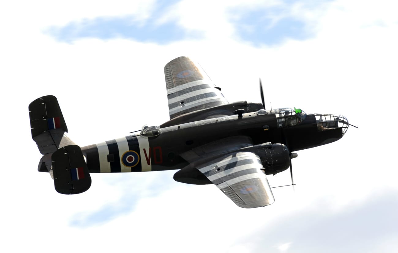 B-25 Mitchell bomber aircraft performs at the Arctic Thunder Open House
