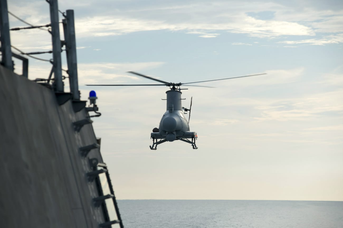 MQ-8B Fire Scout - Hovering over the flight deck