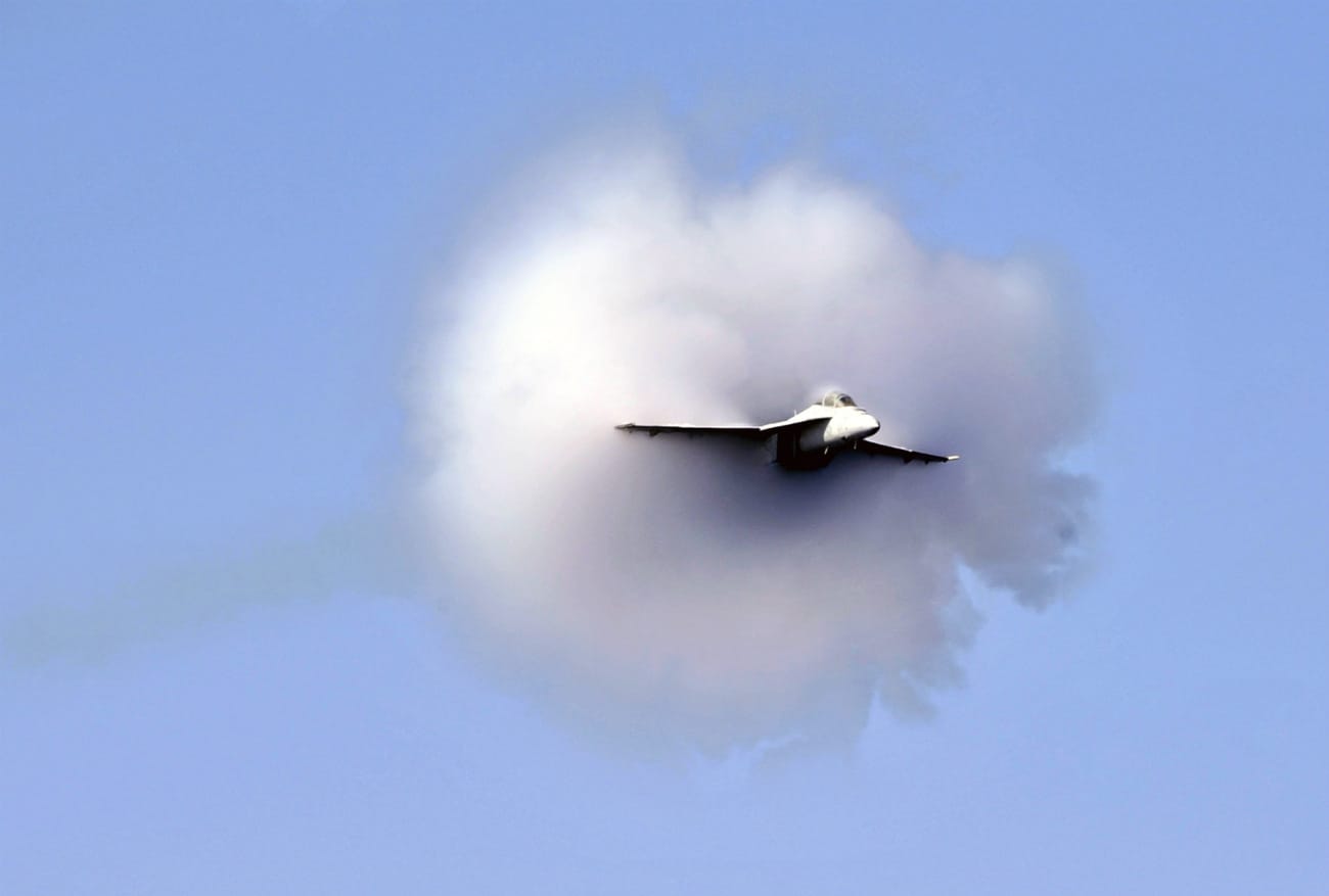 FA-18 Super Hornet breaks the sound barrier during an air power demonstration