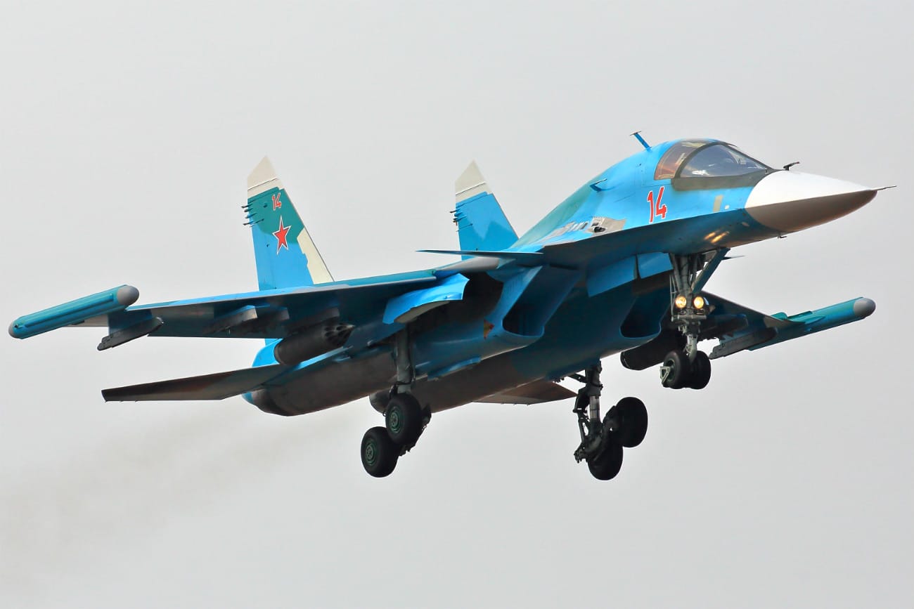 Sukhoi Su-34 initiating landing sequence