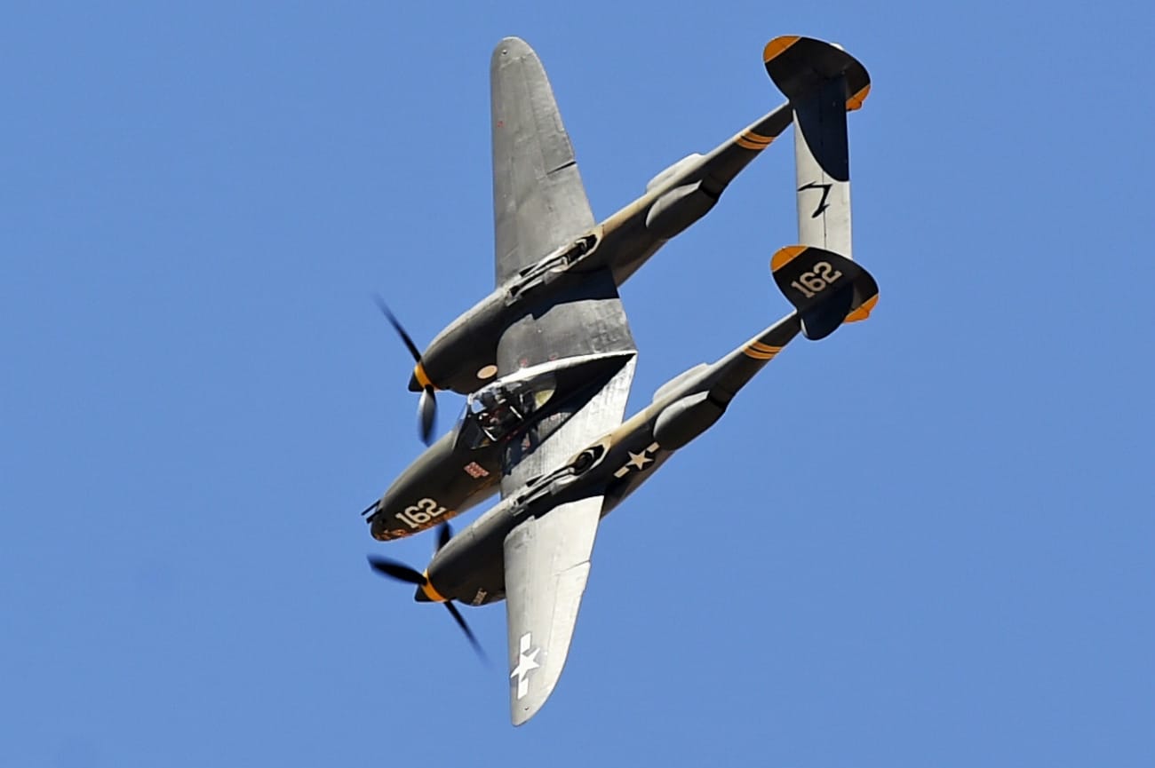 P-38 Lightning preparing to land