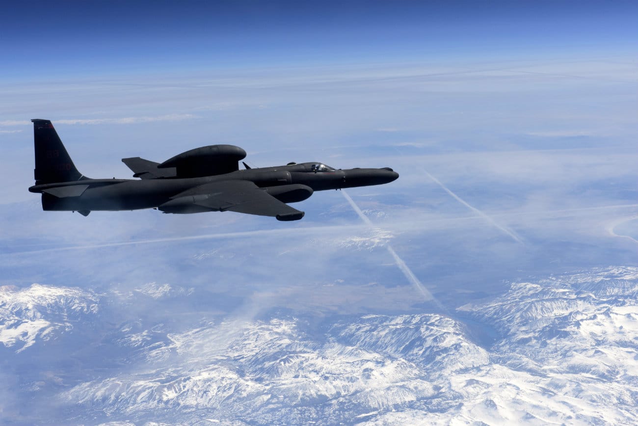 U-2 Dragon Lady flies above the Sierra Nevada Mountain Range