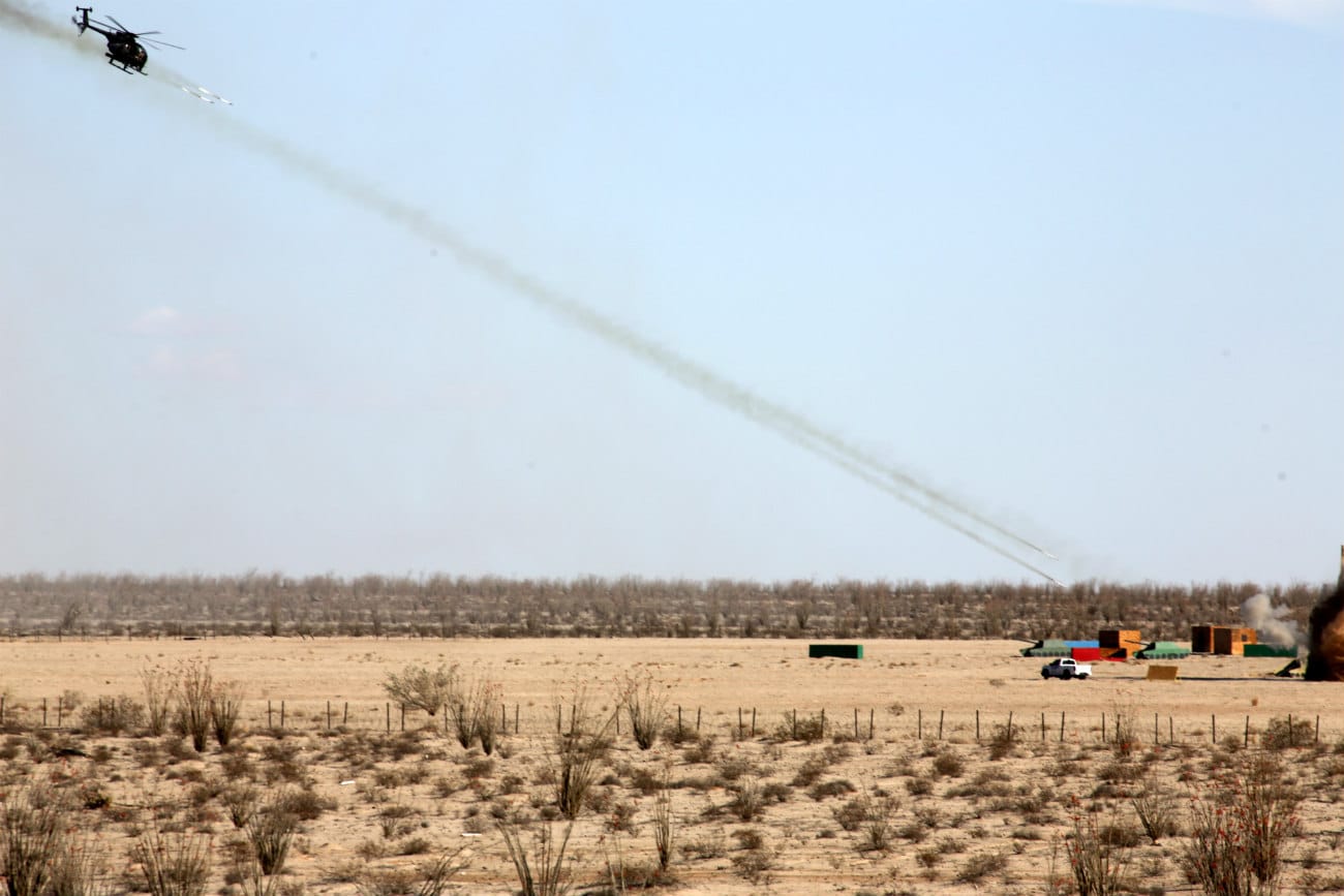 MH-6 Images, MH-6 firing rockets during an Offensive Air Support exercise
