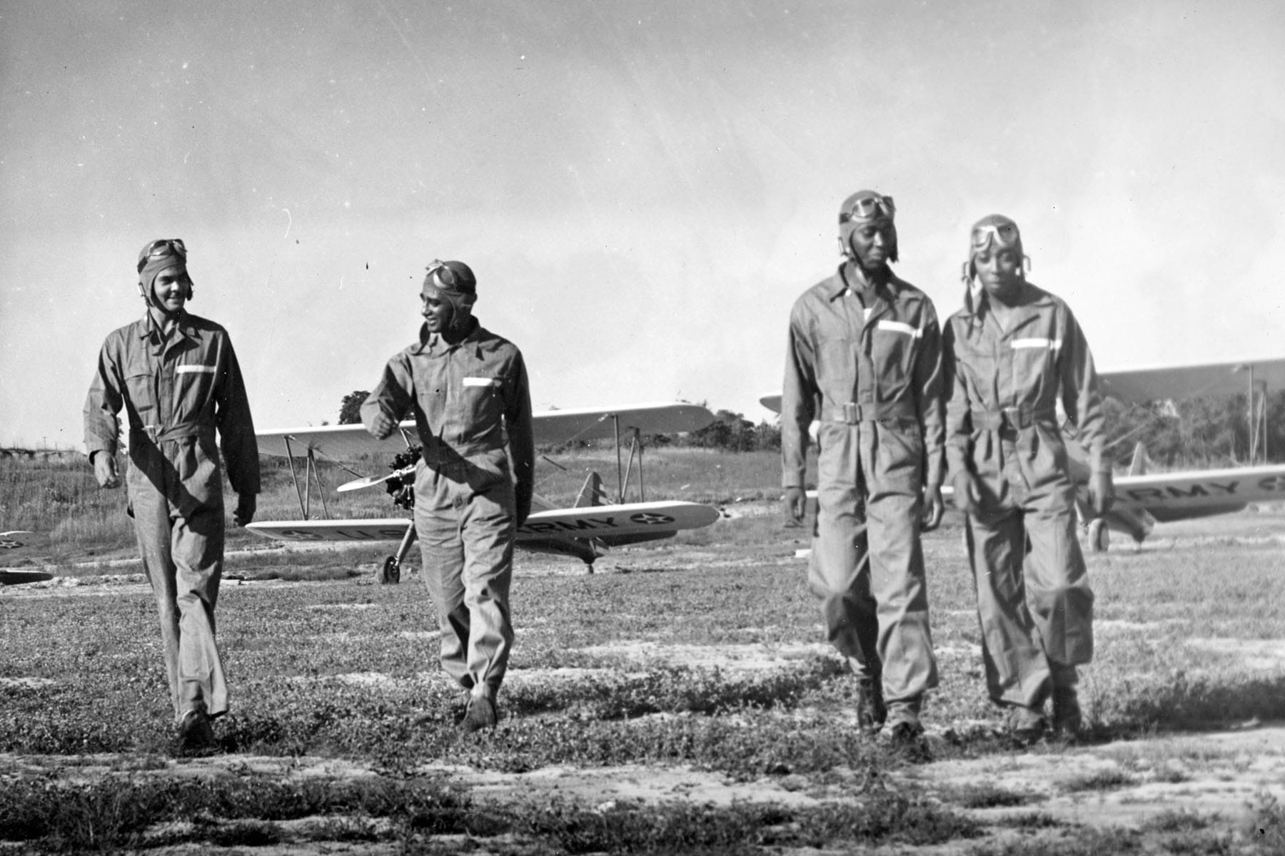 Capt. Benjamin O. Davis Jr. squadron commander, training with biplanes.