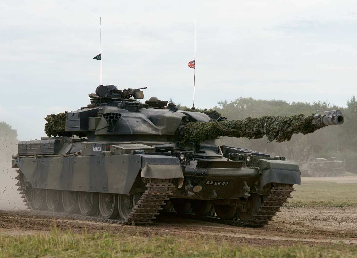 Chieftain tank in action at the Bovington Tank Museum.