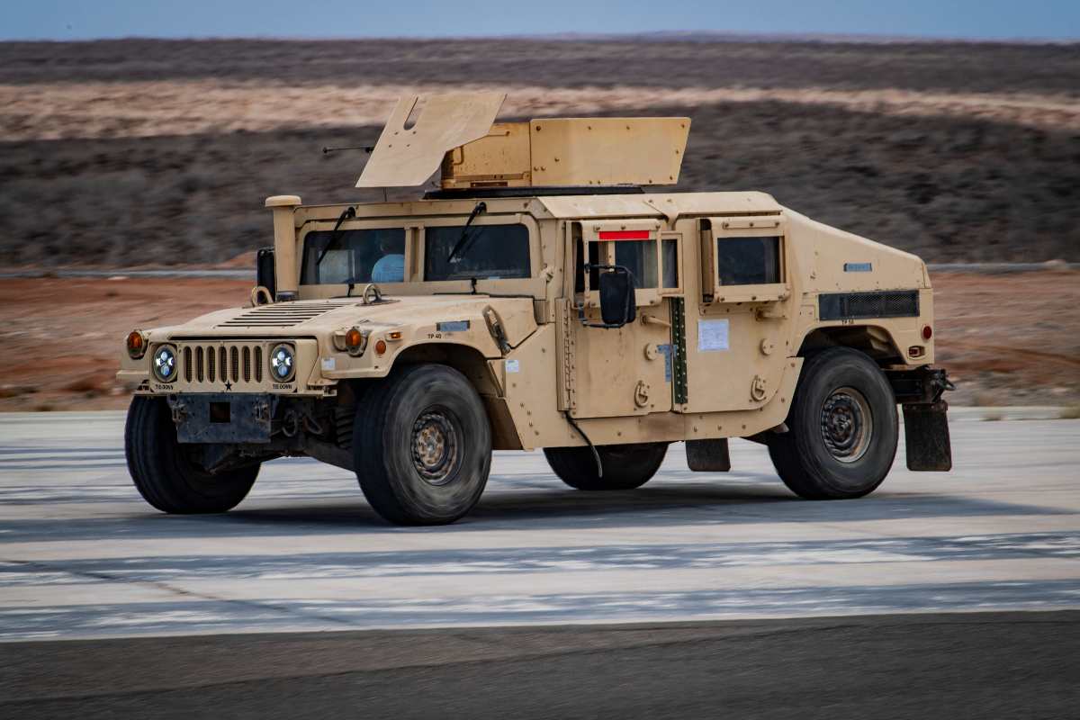 A U.S. Army HMMWV assigned to the East Africa Response Force (EARF), Combined Joint Task Force-Horn of Africa, is driven down the runway during an emergency deployment response exercise, East Africa, May 17, 2019. The EARF provides a broad range of rapidly deployable military capabilities to protect American interests on the African continent should any threat arise. 