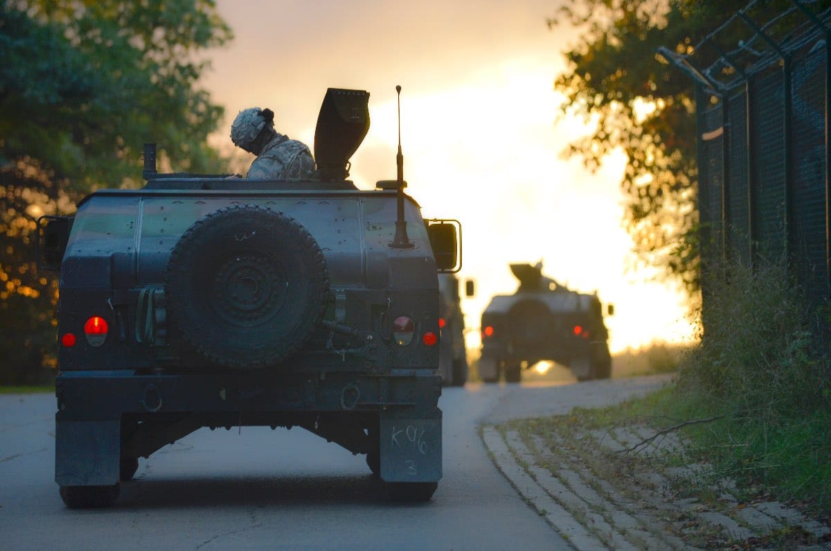 Humvee at sunset