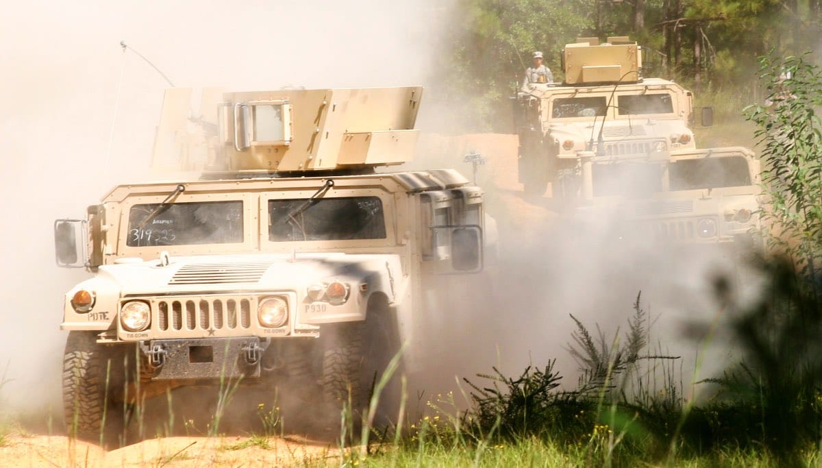 Humvee with gunner armor