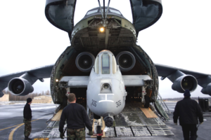 C-5 Galaxy Transports an A-10 Warthog