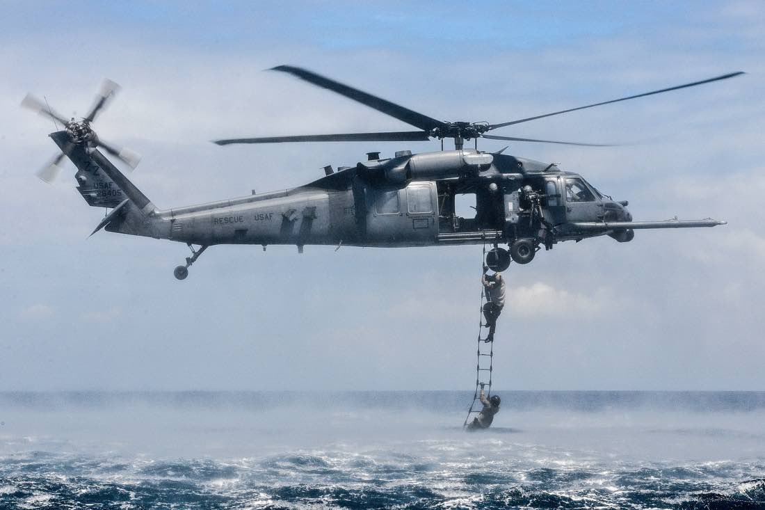HH-60G conducting amphibious rescue
