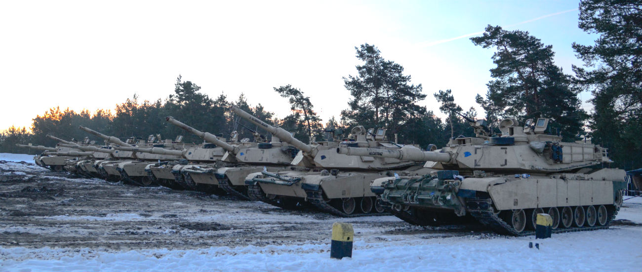 Battle Tanks Images Parked in Line