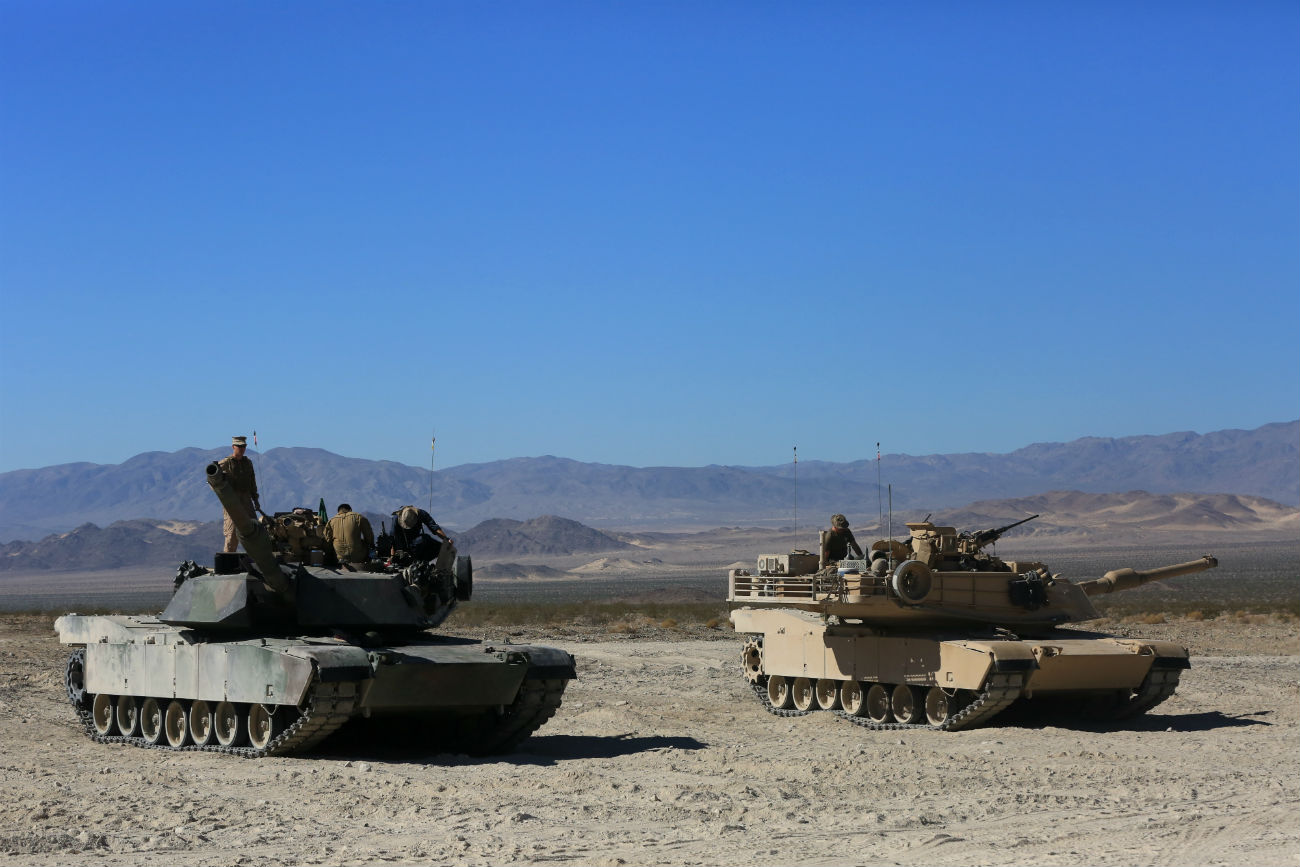 Battle tanks parked
