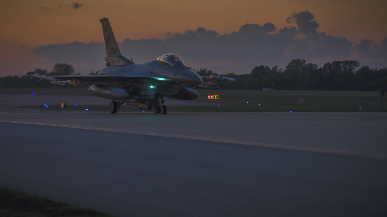 F-16 Aircraft Dusk take off