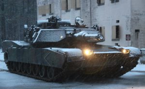 M1 Abrams tank snow green camo