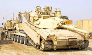 M1 Abrams tank unloading