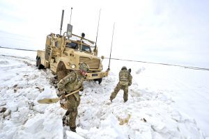 MRAP on snow trail