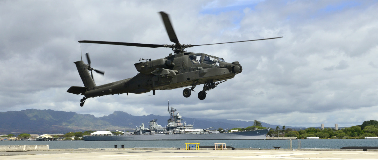 AH-64 Helicopter take off