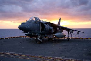 AV 8B Harrier carrier sunset