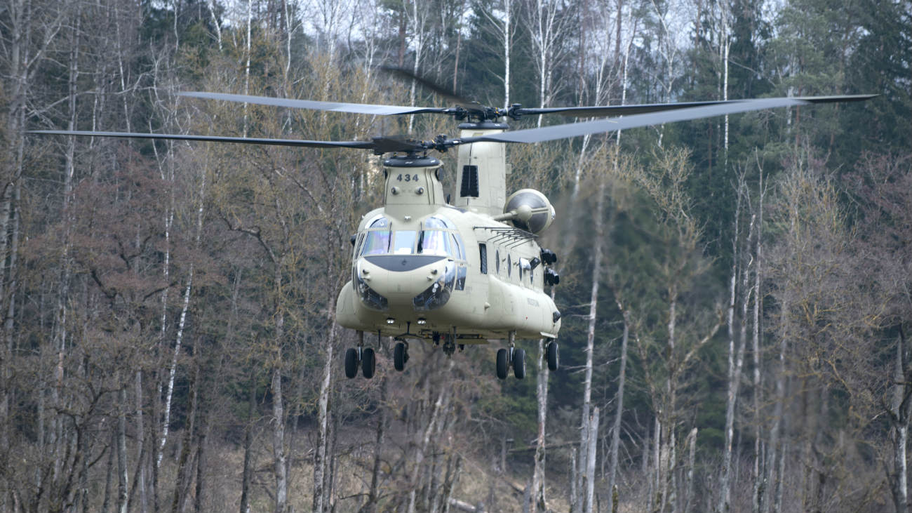CH-47 Chinook Helicopter lift off