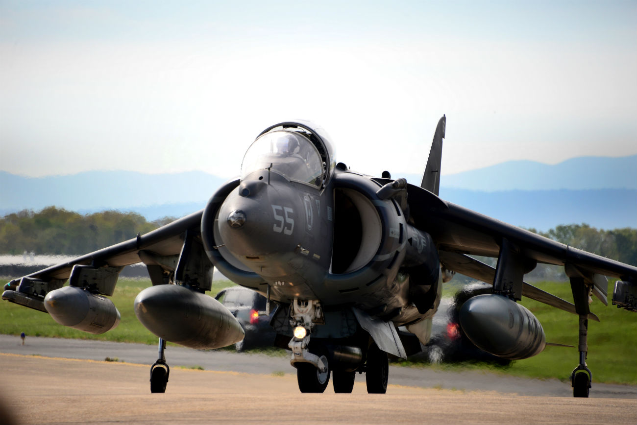 Harrier Jet prepares for take off