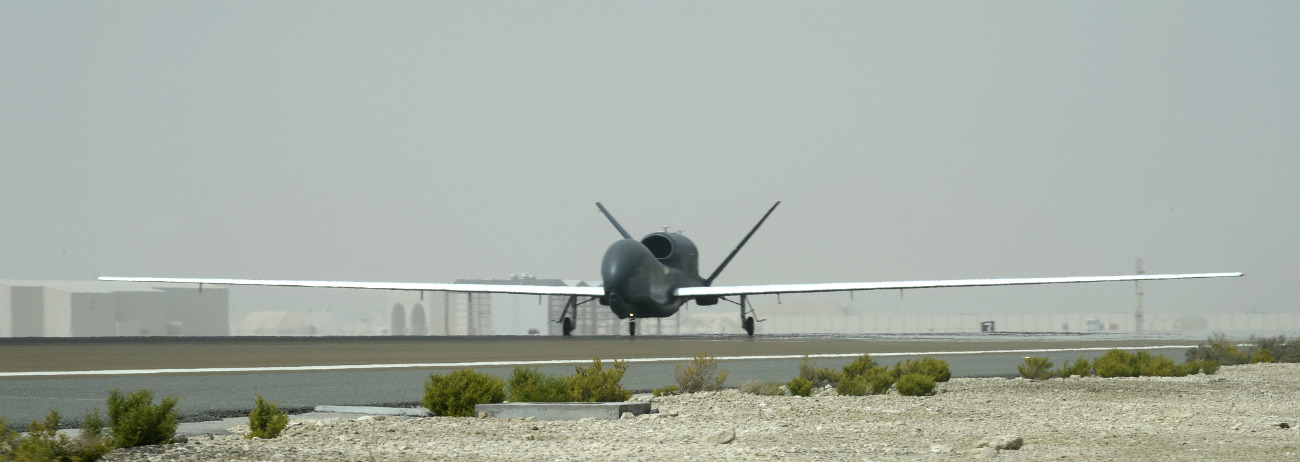 RQ-4 UAV takes off