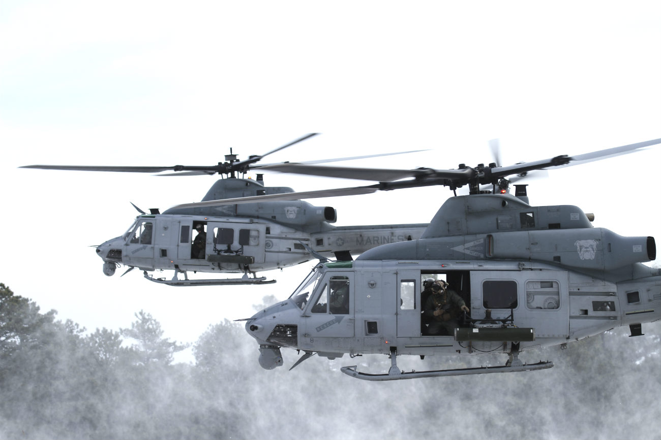 UH-1 Huey Helicopters snow