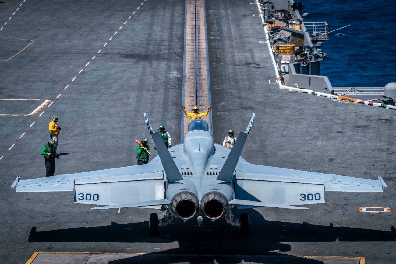 FA-18 Hornet take off on carrier