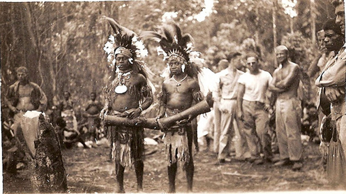 Allied Troops With New Guinea Natives
