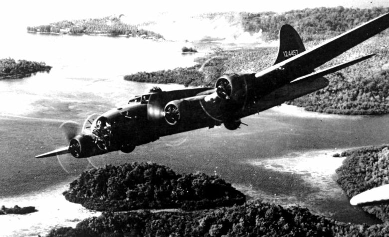 B-17 Flying over Islands