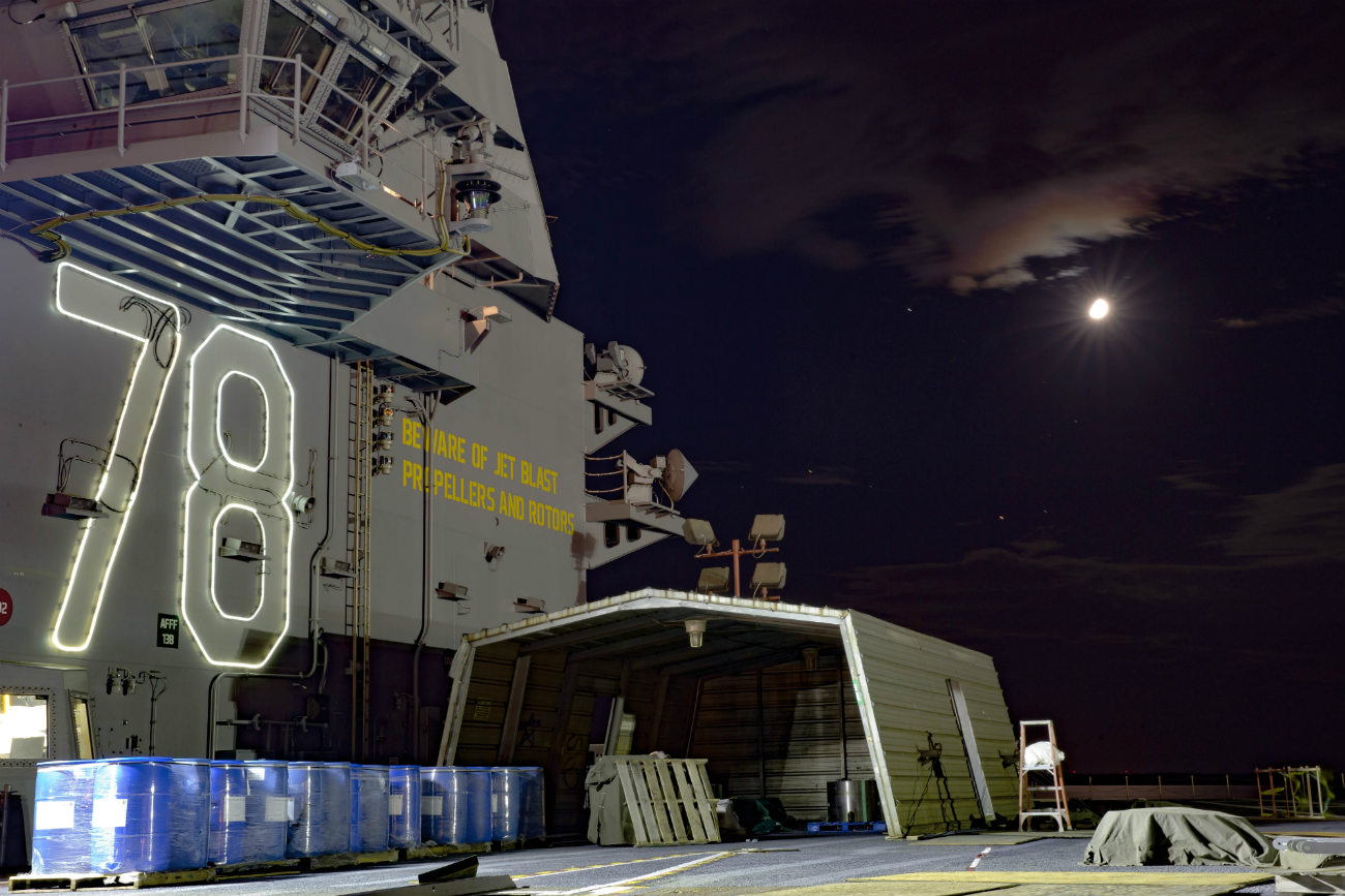 USS Gerald R Ford - CVN 78 at Night