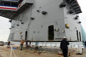USS Gerald R Ford - Island is in place
