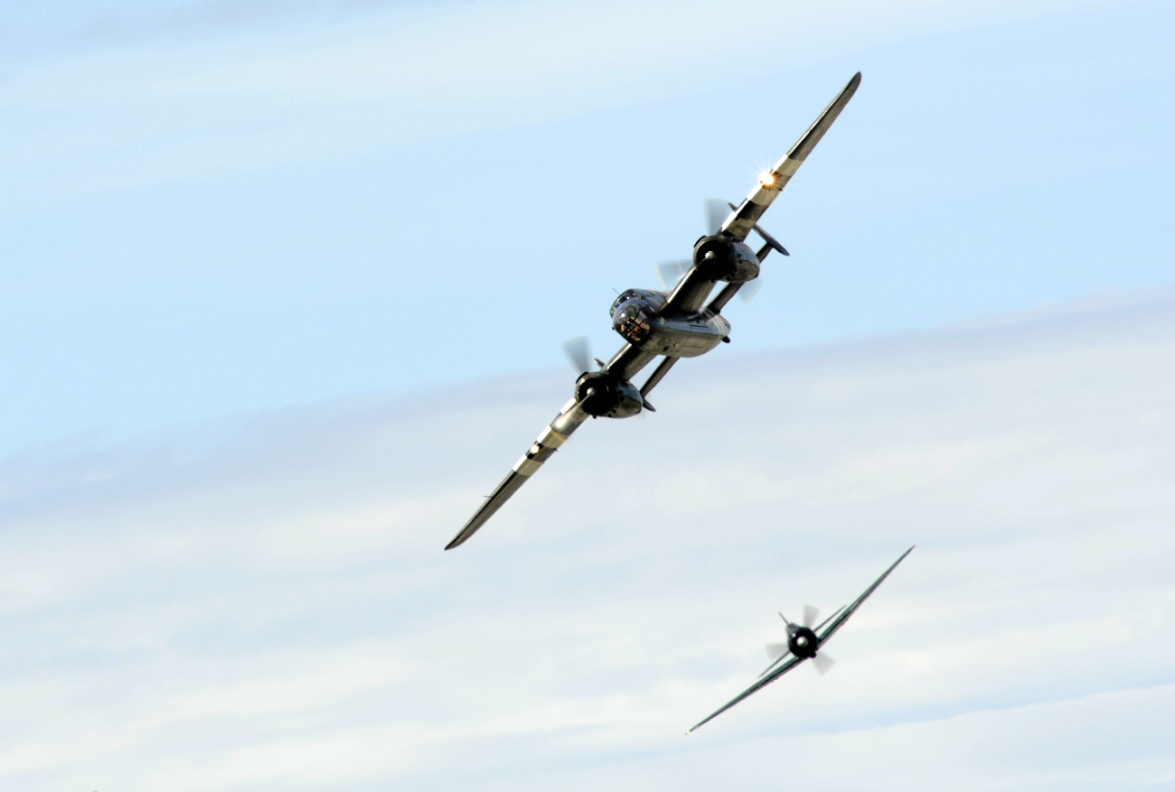 B-25 Mitchell and A6M Zero perform at the Joint Base Elmendorf-Richardson