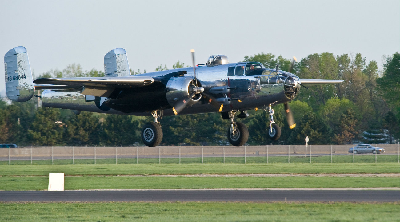 B-25 Mitchell arriving at the National Museum of the U.S. Air Force