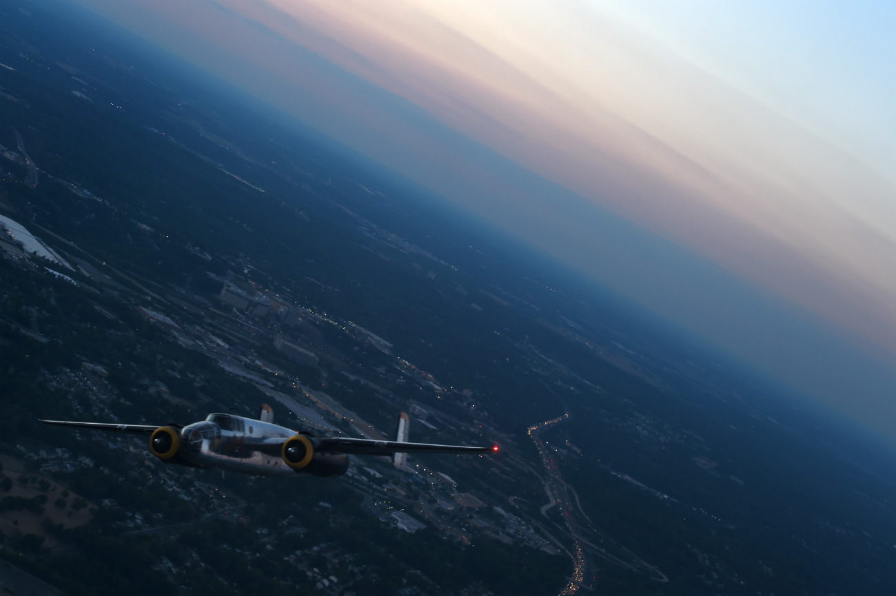 B-25 Mitchell flies over the Potomac River