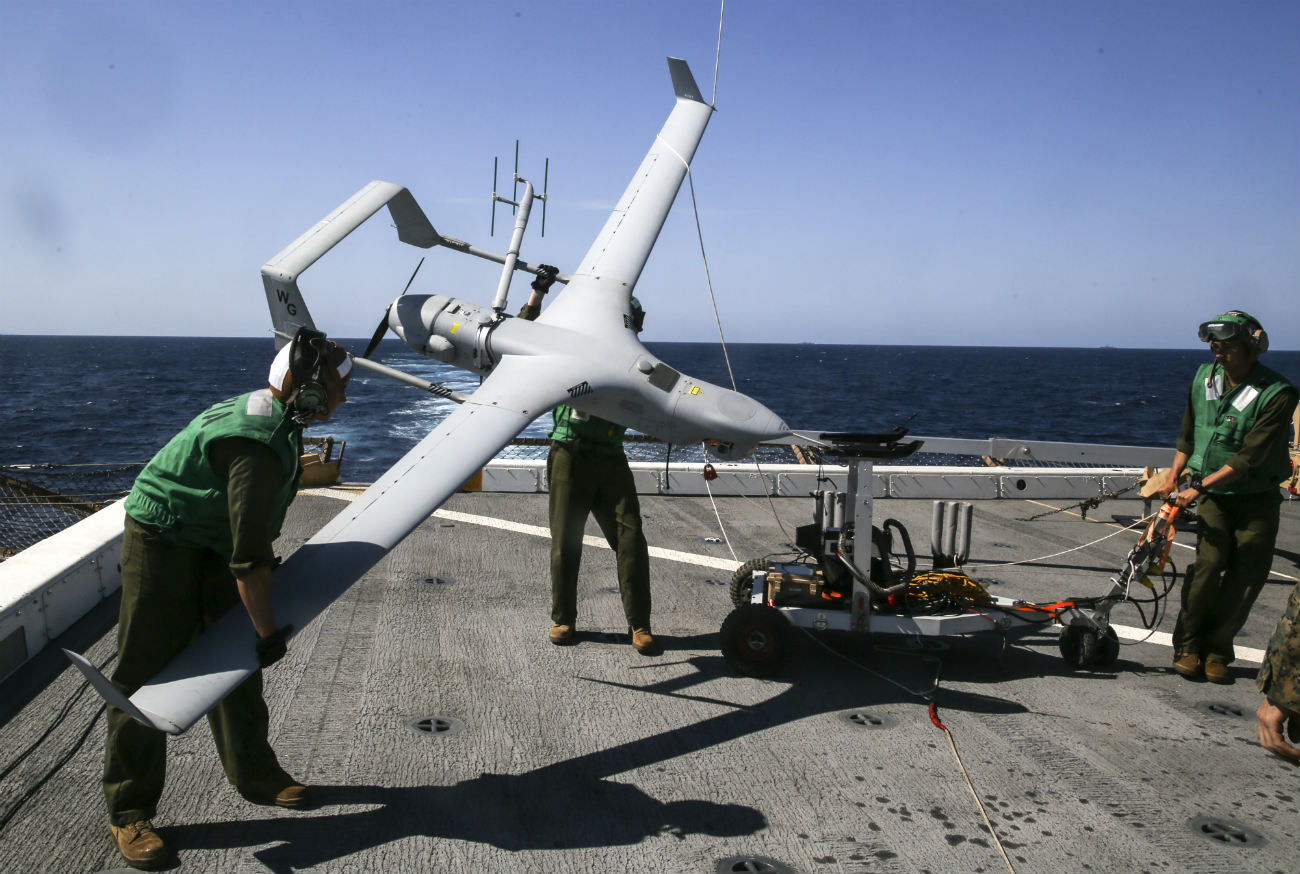 RQ-21A Blackjack - Lowering unto dolly